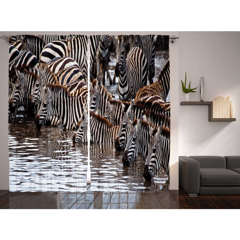 Zebra Wildebeest Herd Curtain