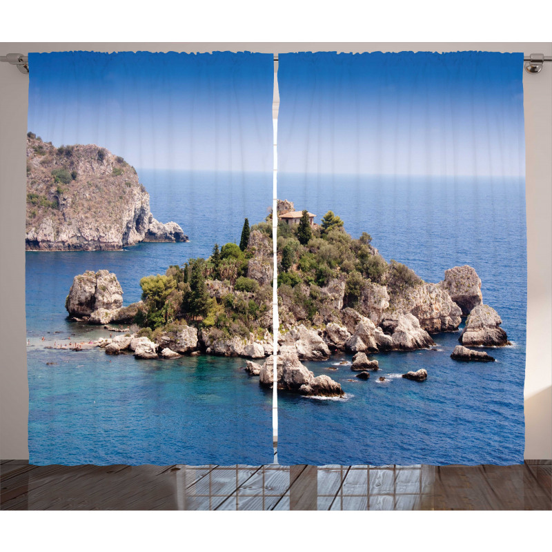 Taormina Beach Rocky Island Curtain