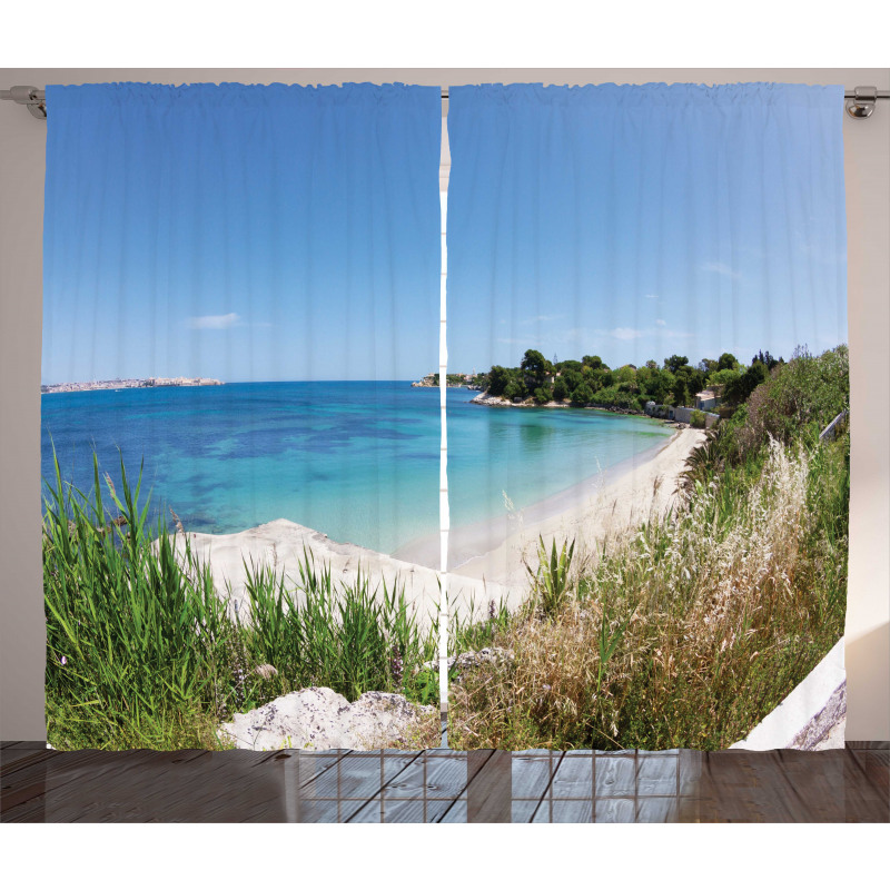 Panoramic Sandy Coastline Curtain