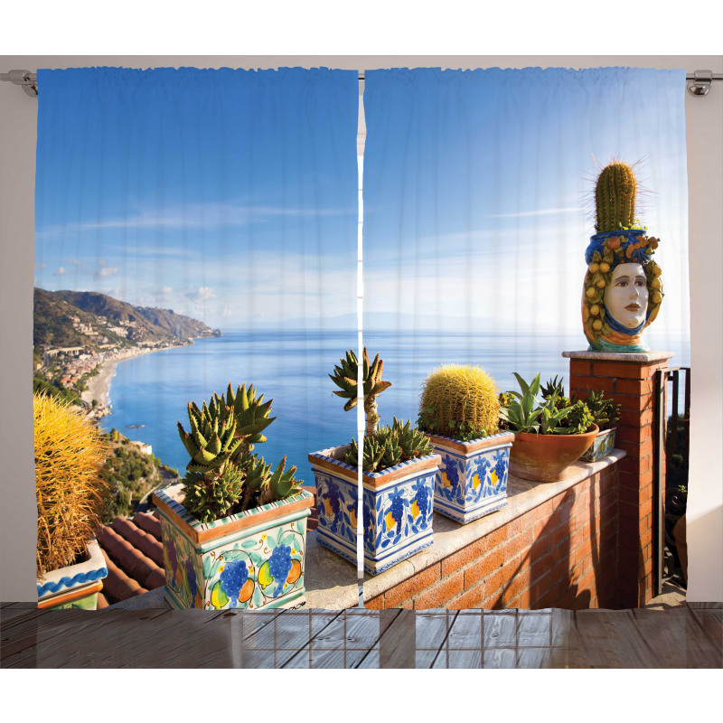 Taormina Coastline Photo Curtain