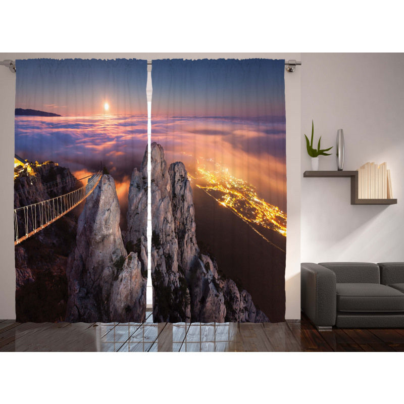 Full Moon Sunset Alps Curtain