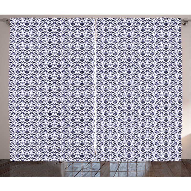 Abstract Repetitive Flowers Curtain