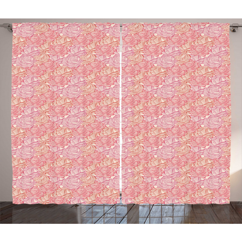 Feminine Rose Stems Pattern Curtain