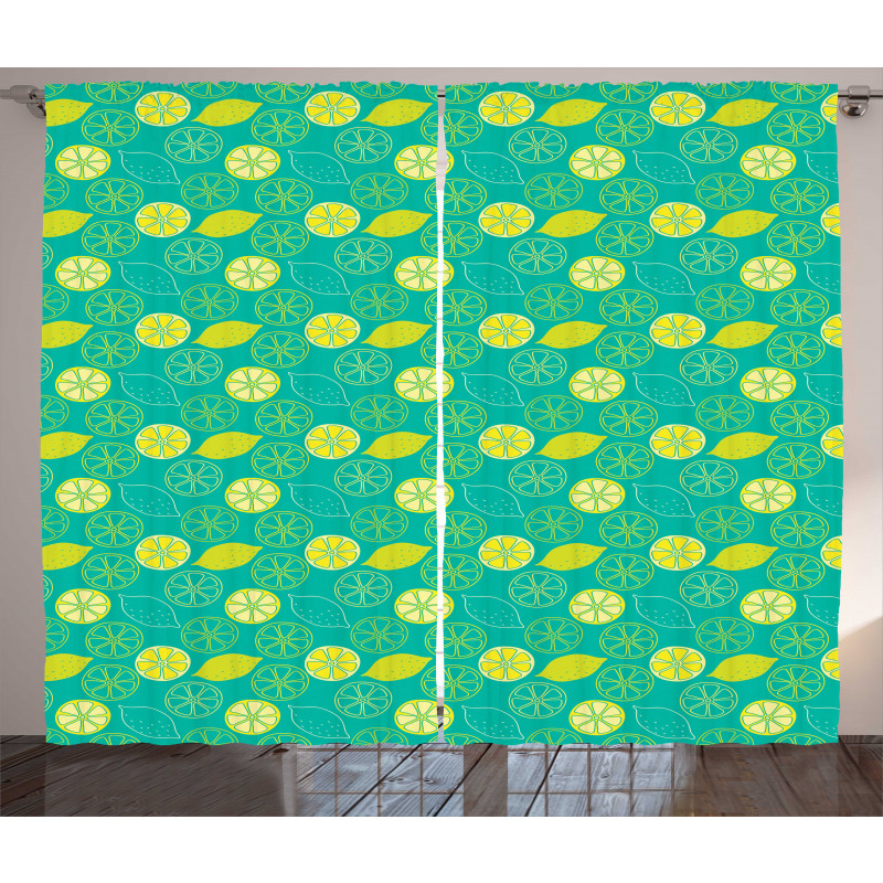 Pattern Citrus Lemons Curtain