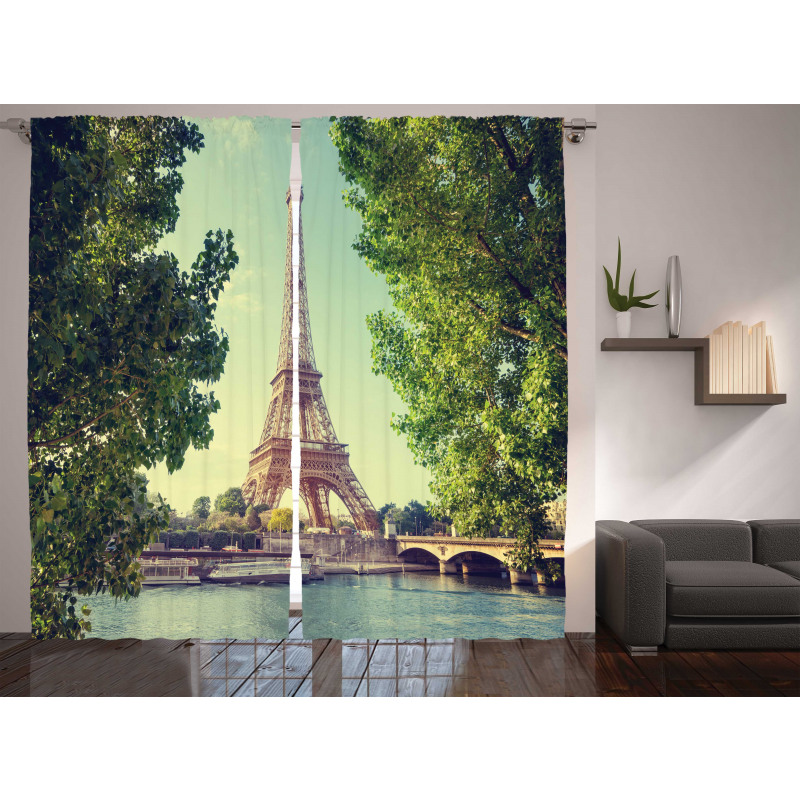 Eiffel Tower Seine River Curtain