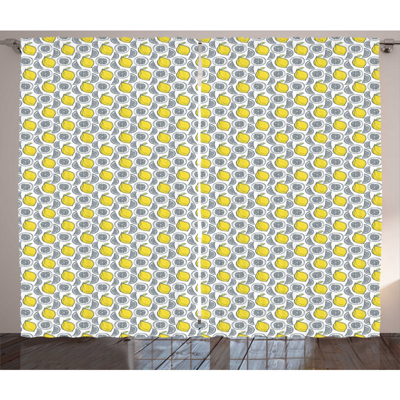 Hand Drawn Lemons Curtain