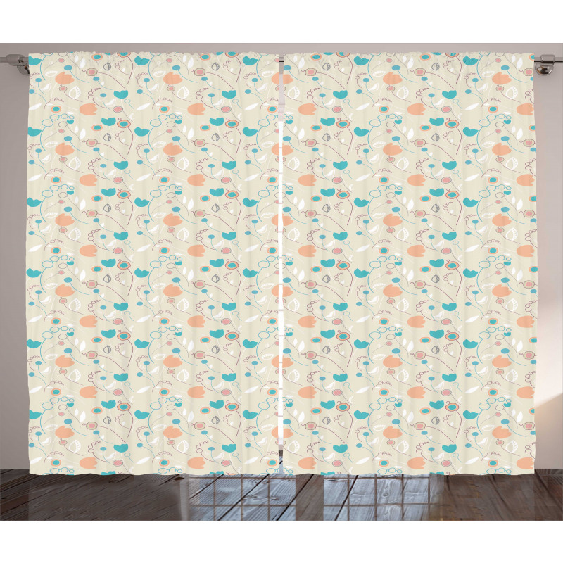 Abstract Art Floral Doodle Curtain
