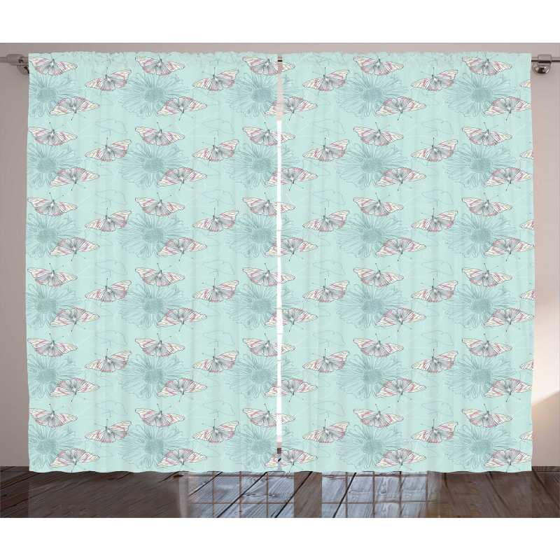 Vintage Flower and Butterfly Curtain