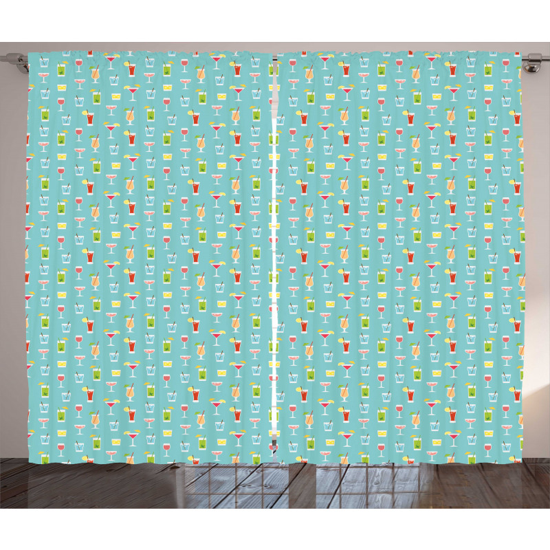 Party Beverages Pattern Curtain