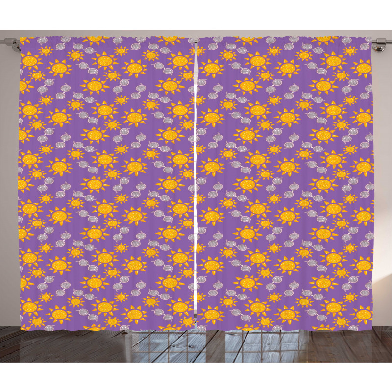 Sun and Sunglasses Pattern Curtain