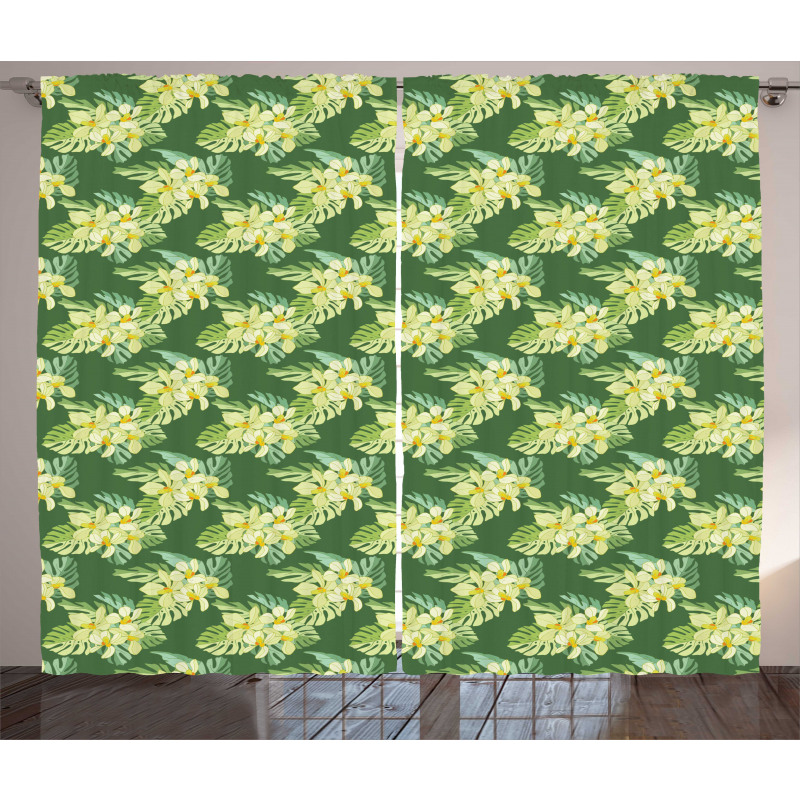 Exotic Flowers and Leaves Curtain