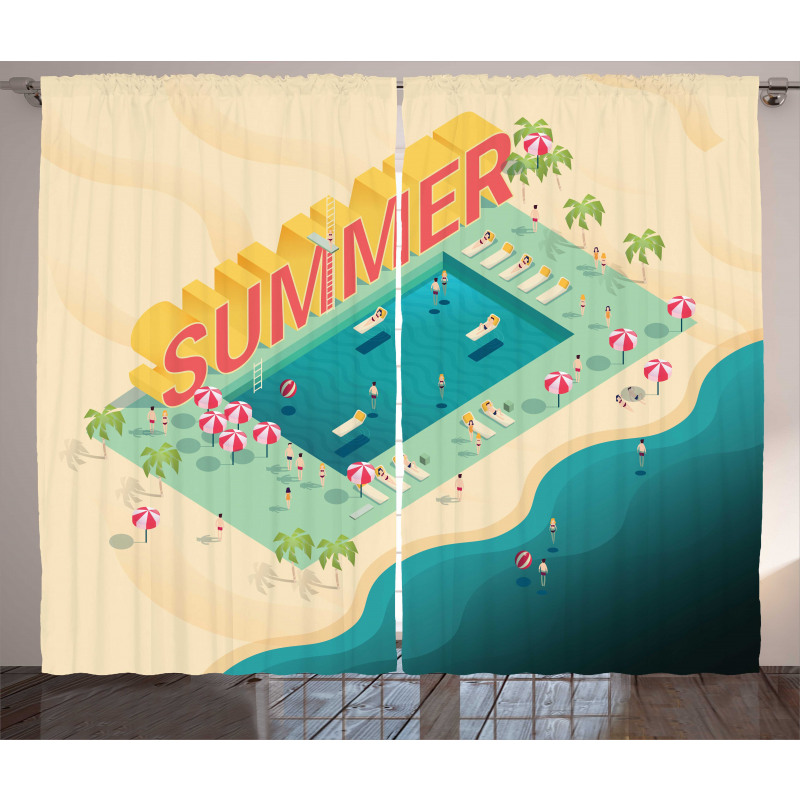Summer Beach Ocean Fun Curtain
