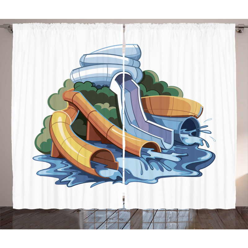 Aqua Park Water Slides Curtain