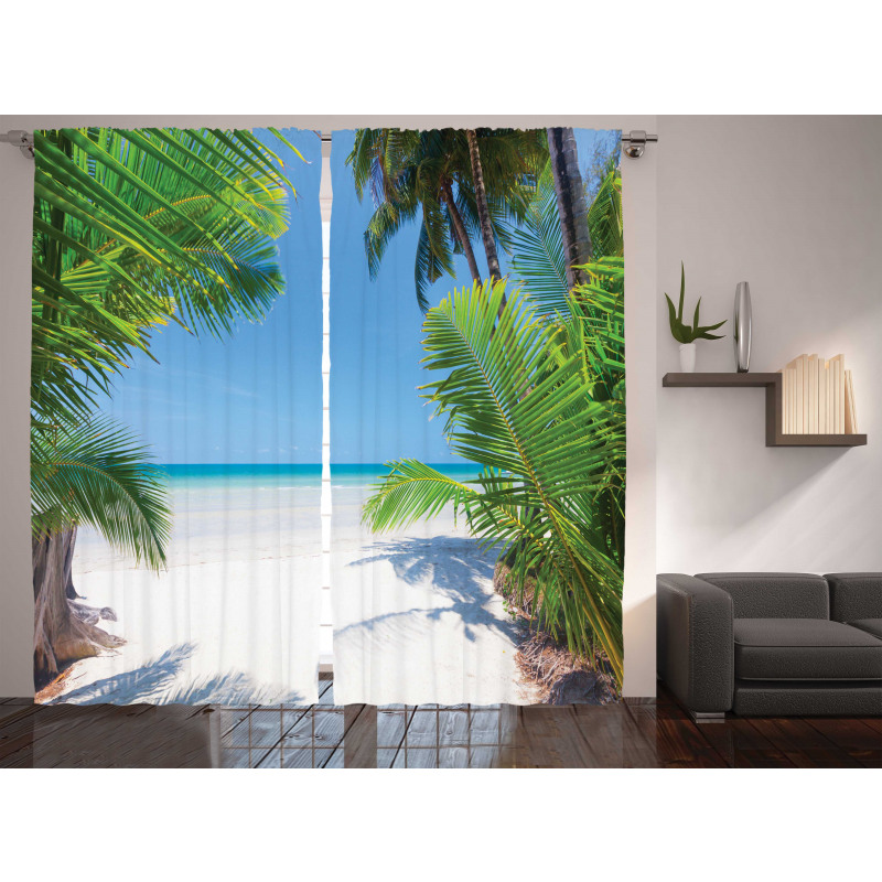 Palm Leaf Tropical Beach Curtain