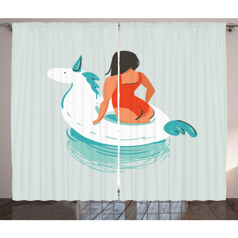 Young Girl Unicorn Curtain