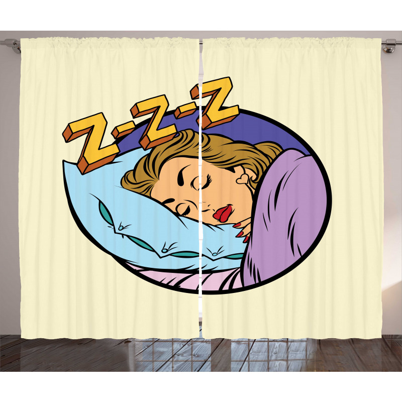 Beauty Sleeping Woman Pop Art Curtain