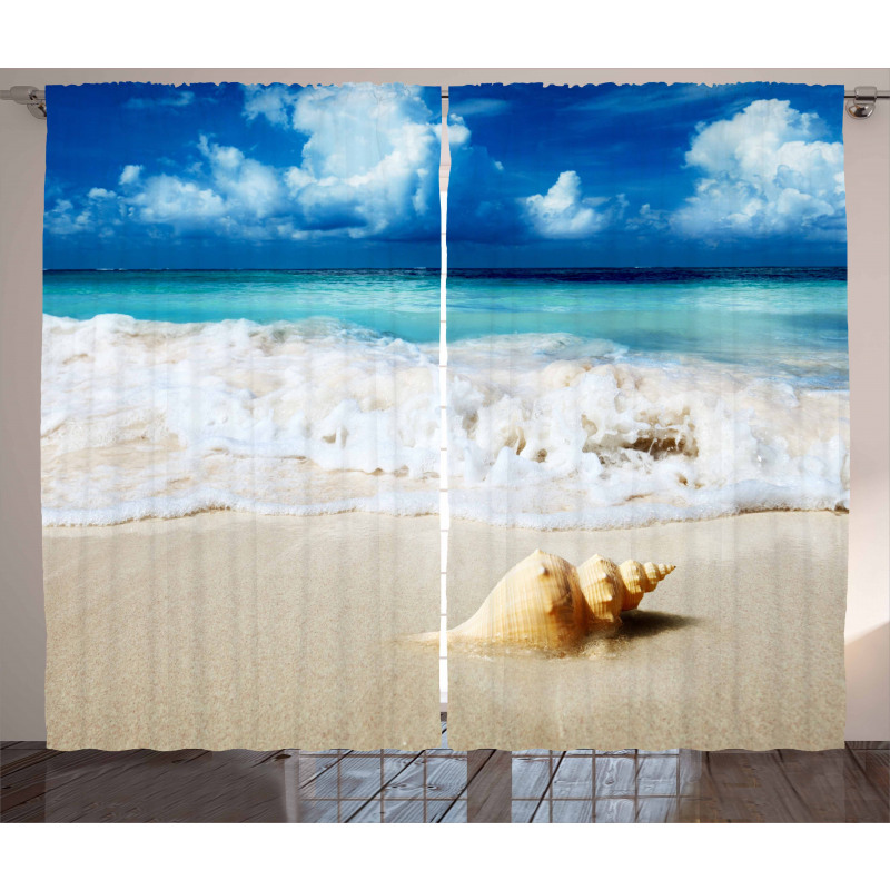 Nautical Sunny Coastline Curtain