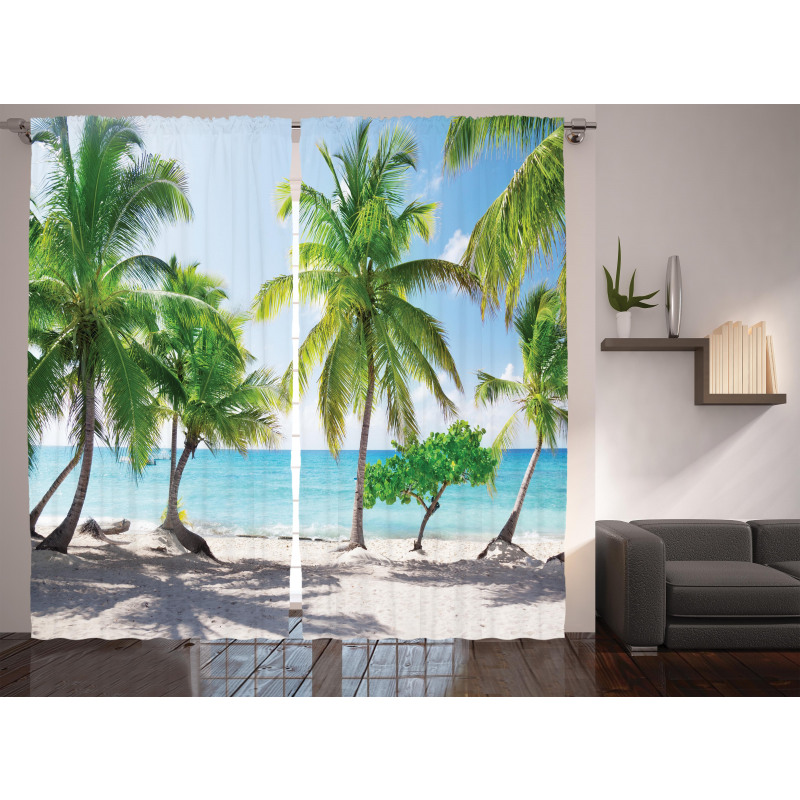 Palm Trees Island Shore Curtain