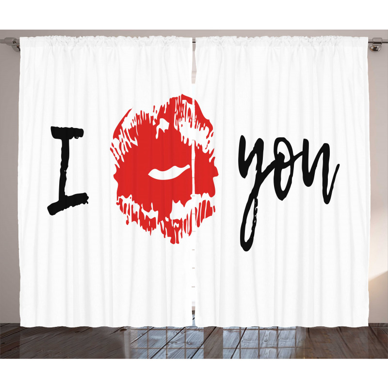 I Kiss You with Lipstick Print Curtain