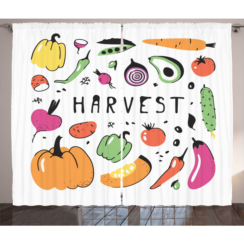 Drawing Fresh Food Curtain