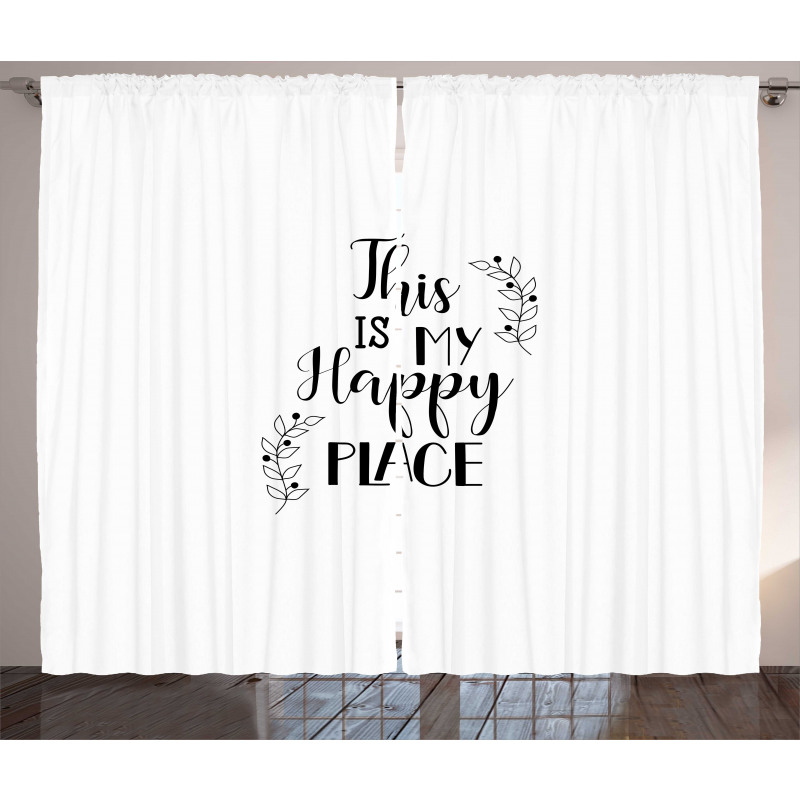 This is My Happy Place Text Curtain