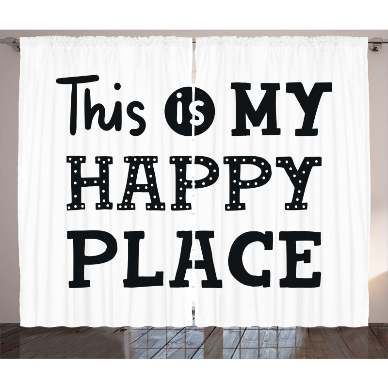 His is My Happy Place Phrase Curtain