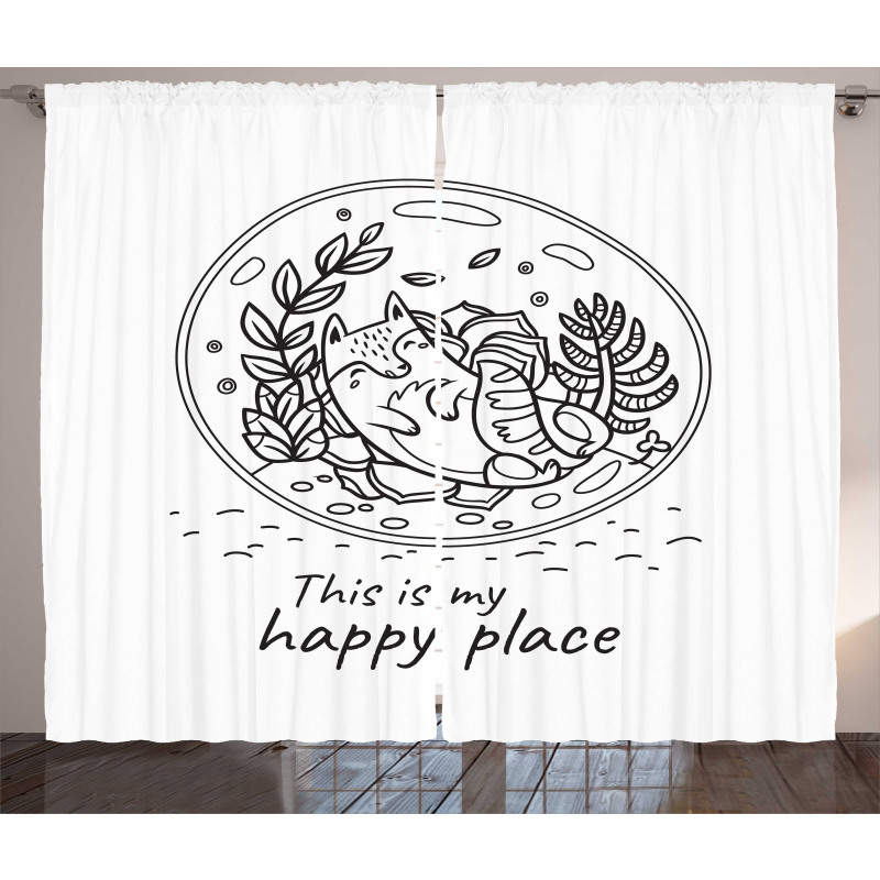 Positive Saying with Doodle Curtain