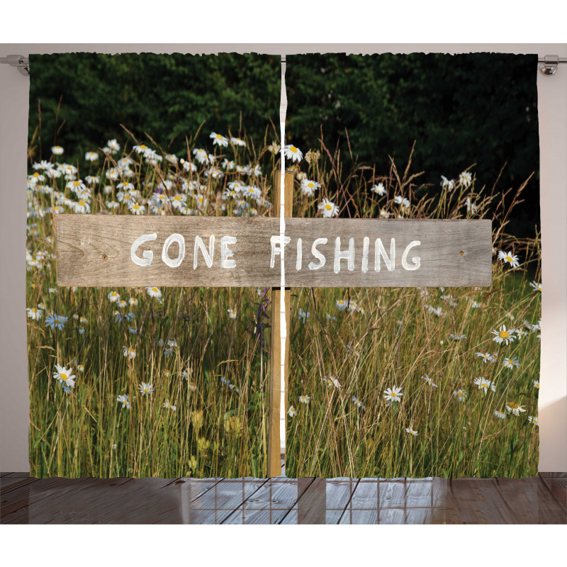 Sign Pole Among Field Curtain