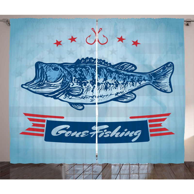 Throat Fish USA Flag Curtain