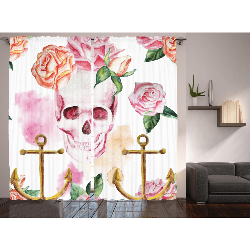 Anchor Roses Peony Art Curtain