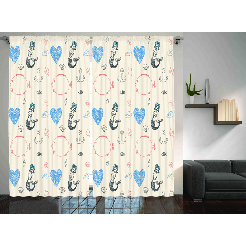 Balloon Fish Hearts Curtain