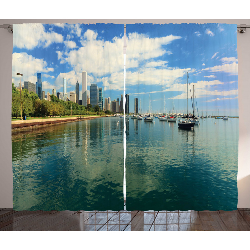 Lake Michigan Day Scenery Curtain