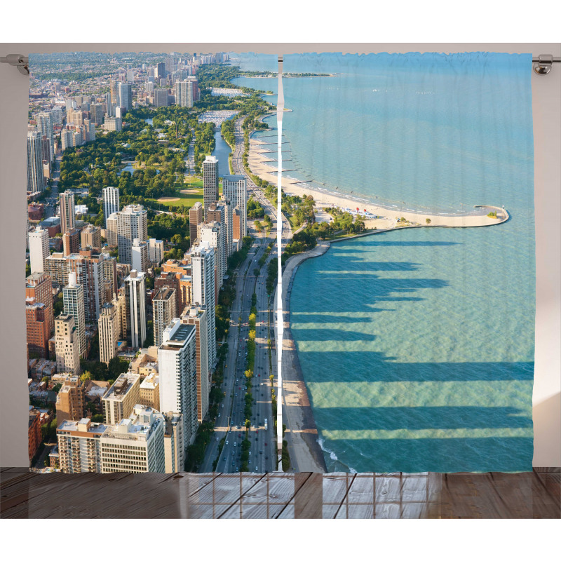 Aerial Vista Chicago City Curtain