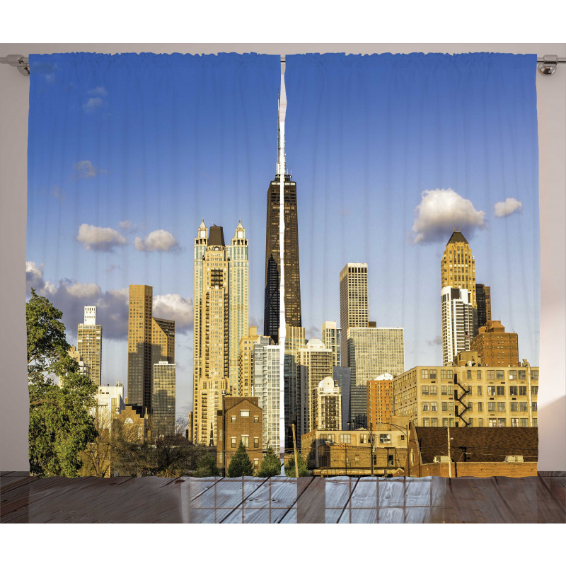 Downtown Chicago Panorama Curtain