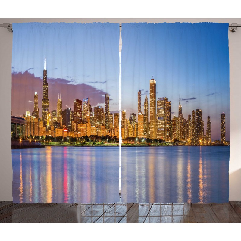 Night Panorama Skyline Curtain