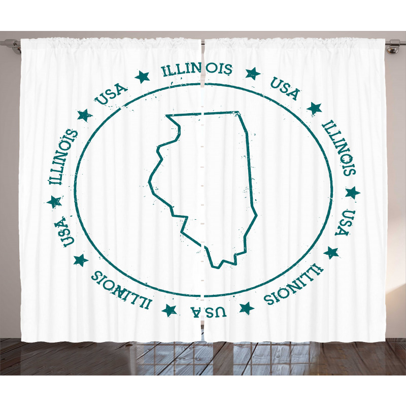 Outline Map in USA Circle Curtain