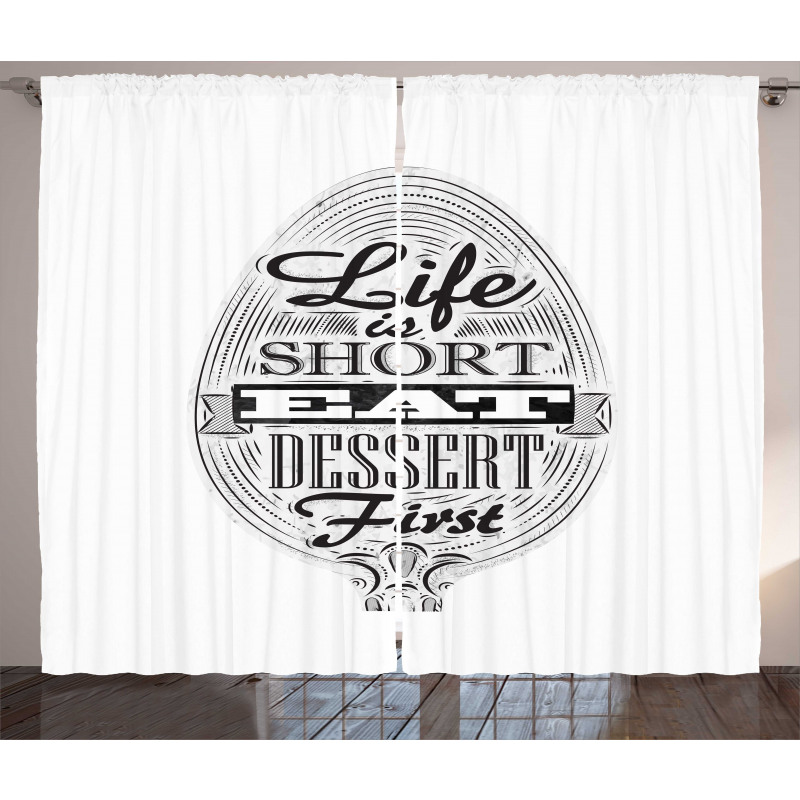 Retro Eat Dessert on Spoon Curtain