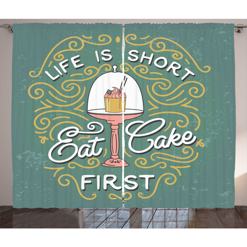 Life is Short Eat Cake First Curtain