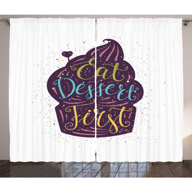 Doodle Cupcake Heart Curtain