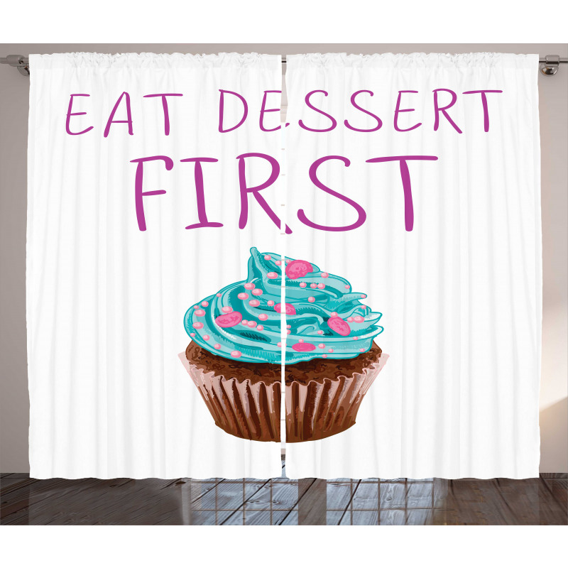 Dessert Cupcake Doodle Curtain