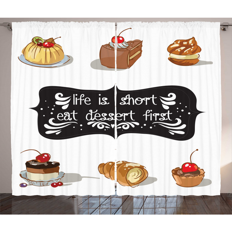 Various Dessert Doodle Curtain