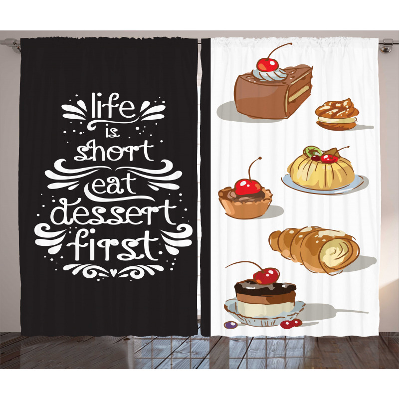 Eat Dessert First Patisserie Curtain