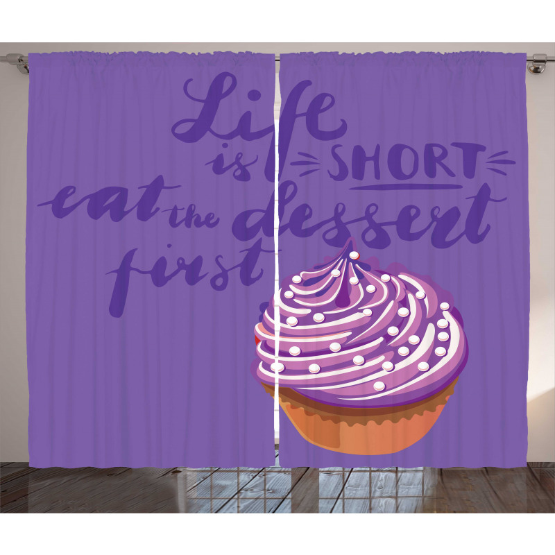 Eat Dessert Vibrant Cupcake Curtain