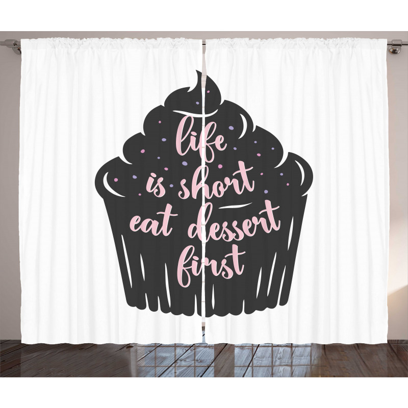 Cupcake Silhouette Dots Curtain