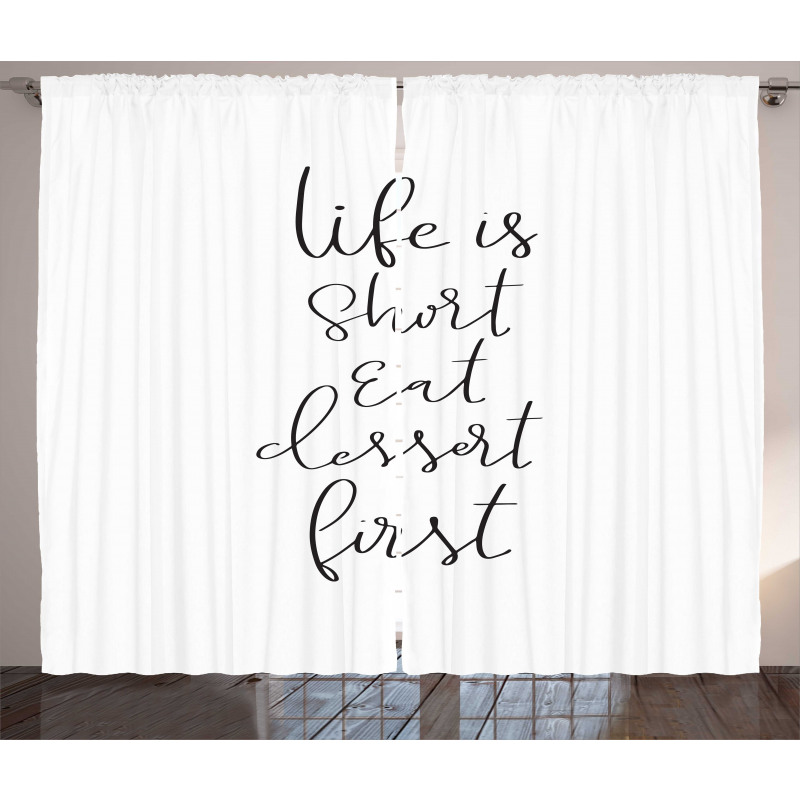 Cursive Ink Lettering Dessert Curtain