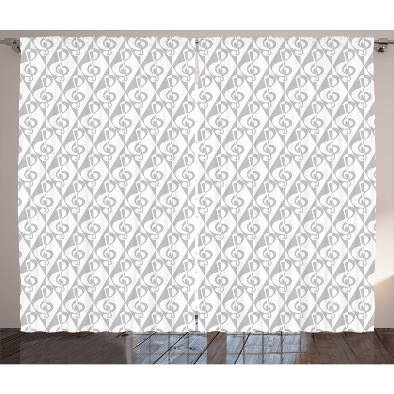 Simple Monochrome Treble Clef Curtain