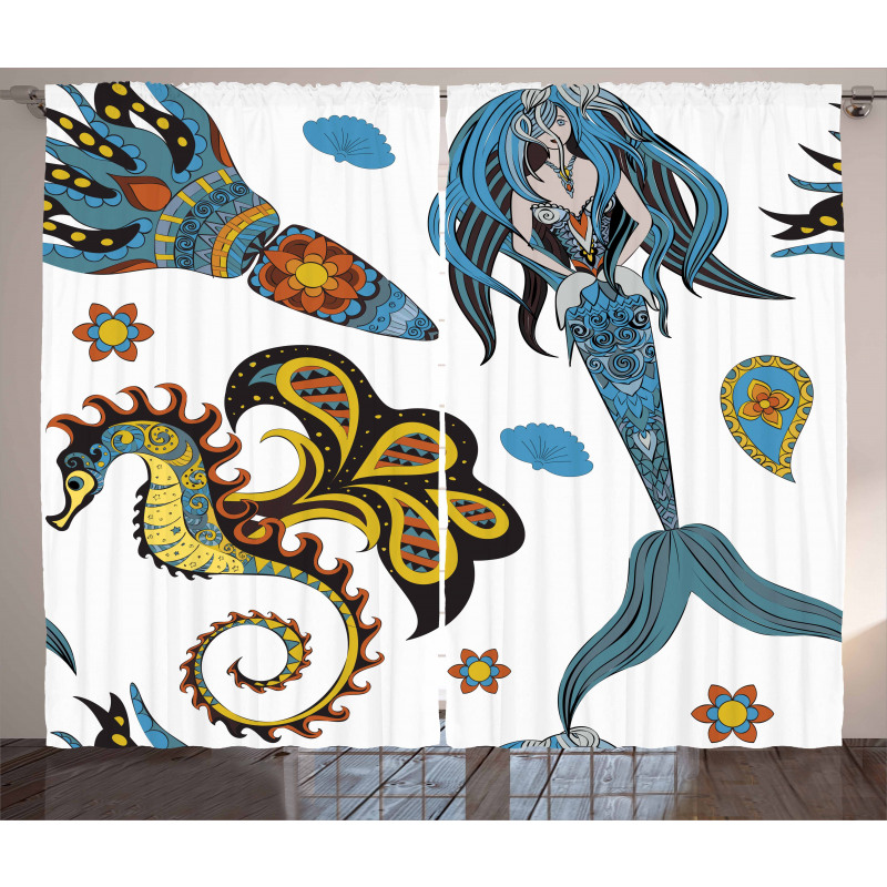 Mermaid and Sea Horse Curtain