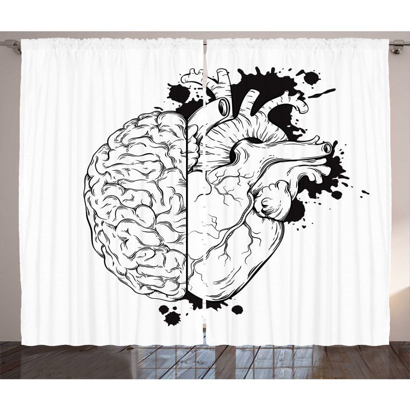 Human Heart and Brain Art Curtain