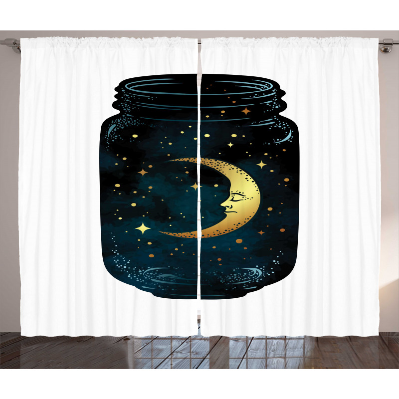 Crescent and Stars in Wish Jar Curtain