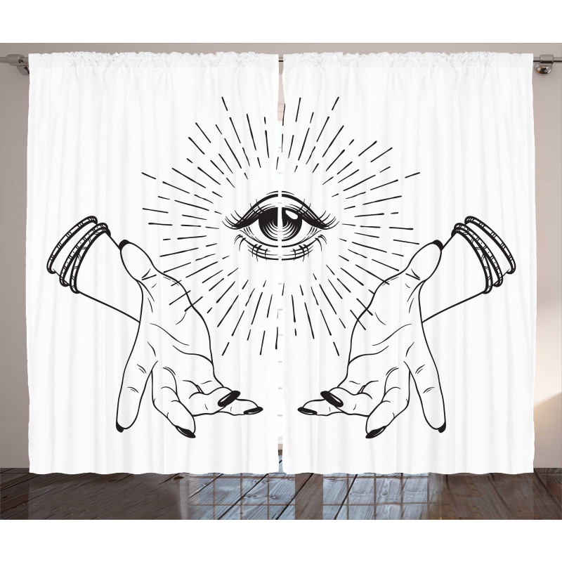 Mystical Themed Sketch Eye Curtain